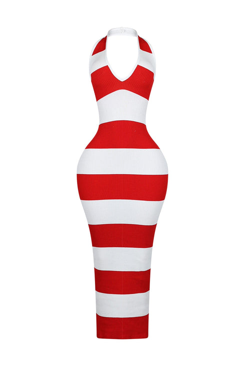 New Era Ribbed Knit Color Block Maxi Dress